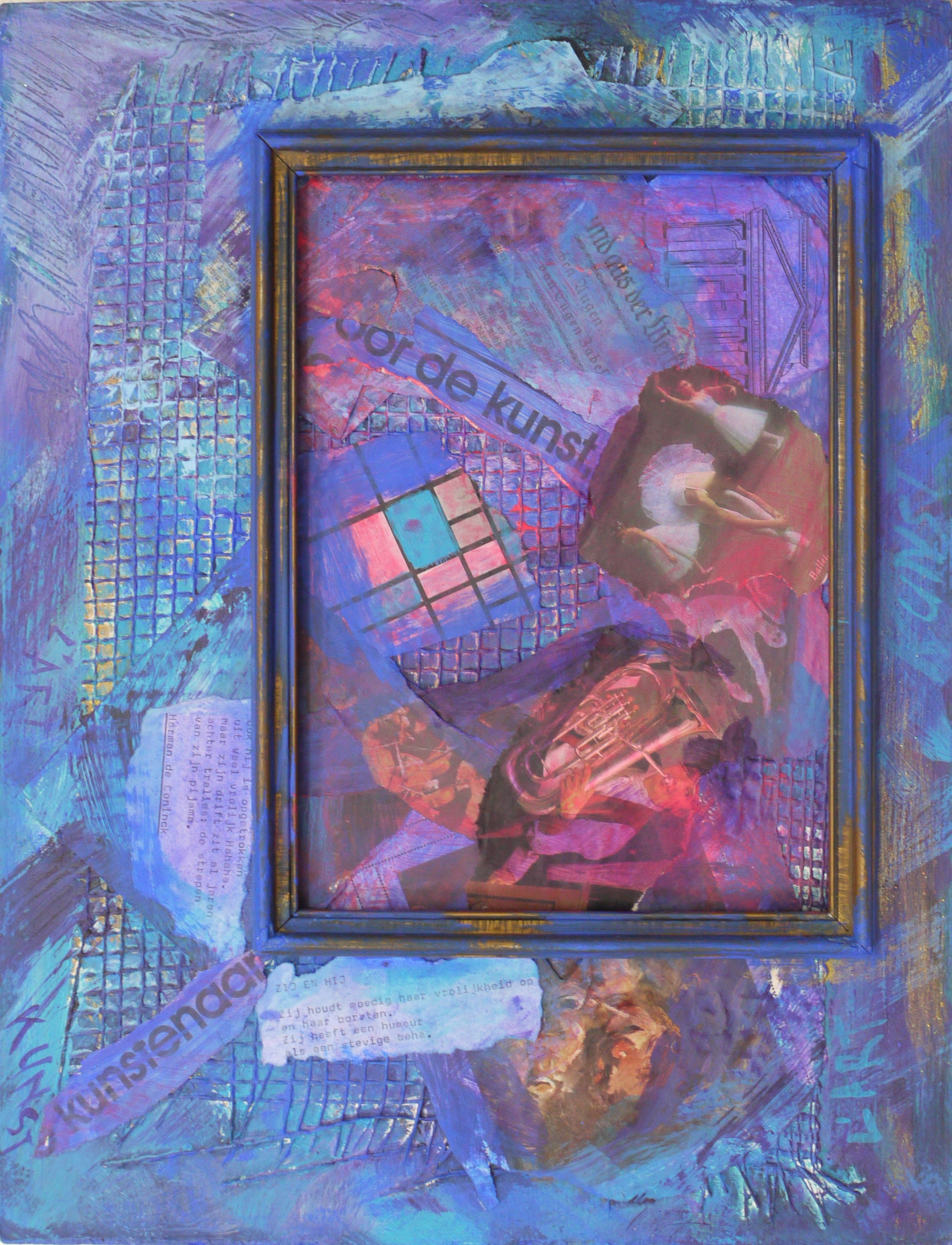 Kunst, collage op paneel, 31 x 40 cm, 2011