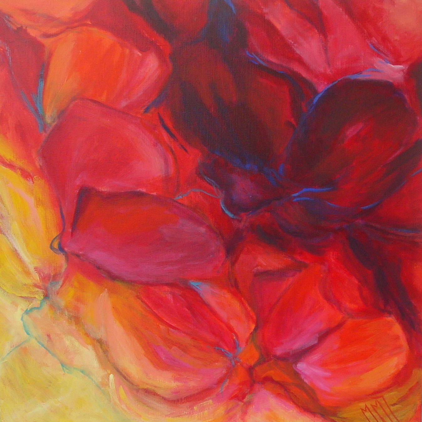 Red Delight, acryl op linnen, 80 x 80 cm, 2002